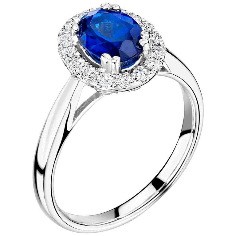 Anello in oro bianco 14 carati con zaffiro di Ceylon da 2.65 carati con diamanti - harrychadent.it
