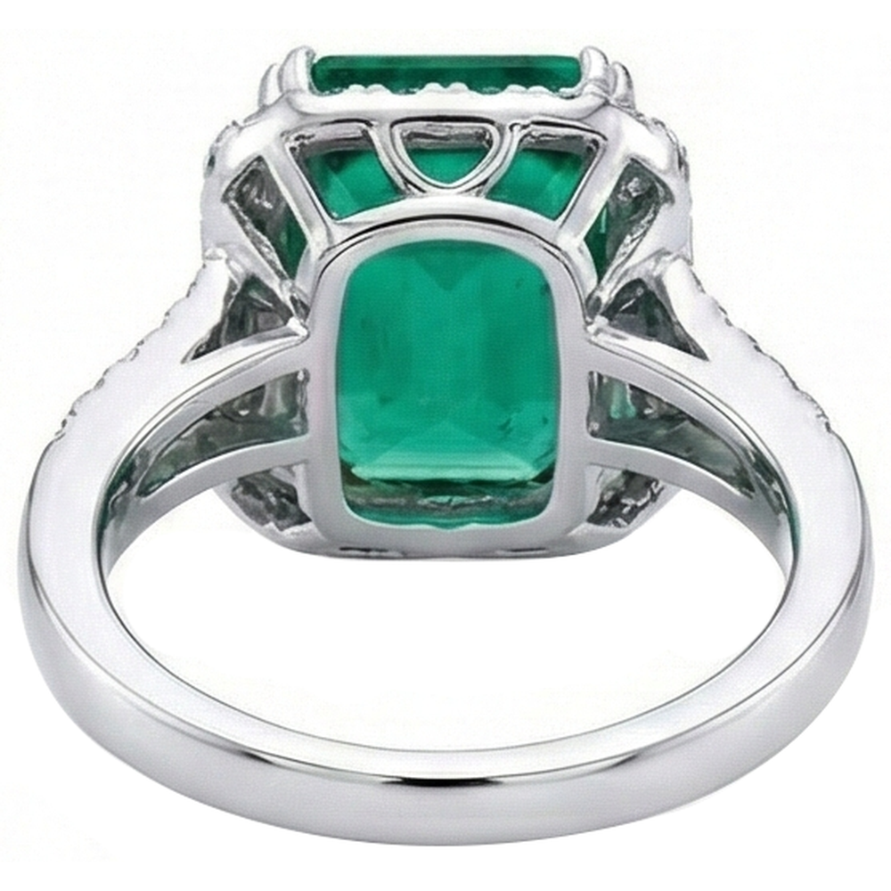 Anello in oro bianco con pietre preziose verde smeraldo e diamanti 5.80 carati