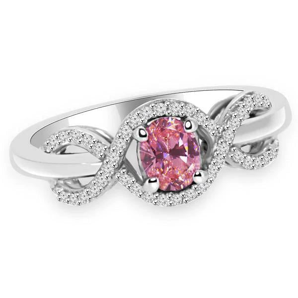 Anello in oro bianco con zaffiro a taglio ovale rosa. oro bianco 14 carati. 2 ct. - harrychadent.it