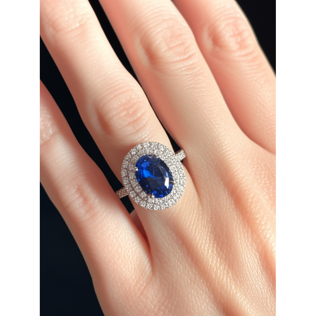 vero round diamante 3.40carati anello su bianco