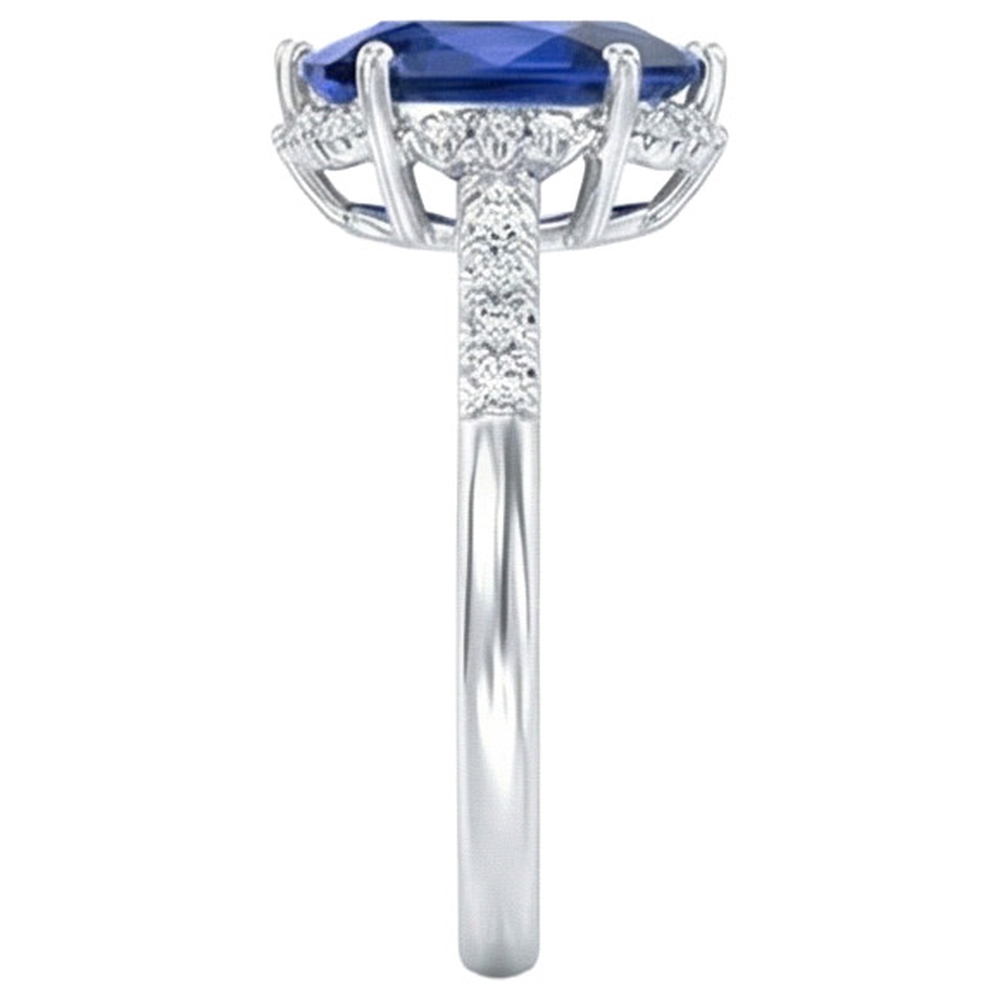 Anello in oro con diamanti. pera. zaffiro blu. pietra preziosa. 3.50 carati