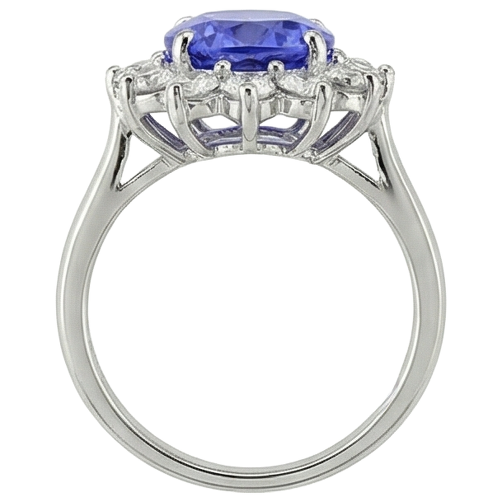 vero round tanzanite 5.80carati anello dettaglio fascia