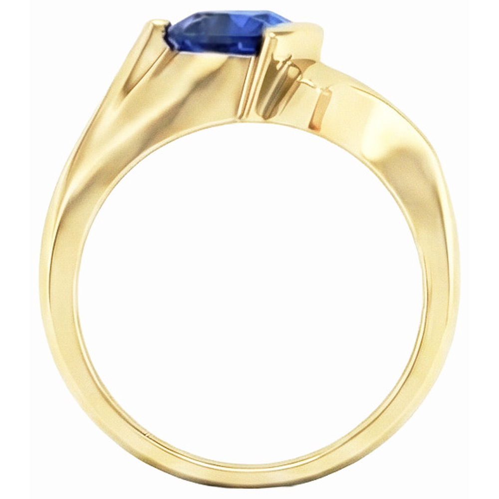Anello in oro giallo 14K con pietre preziose a forma di zaffiri di Ceylon da 1 carato