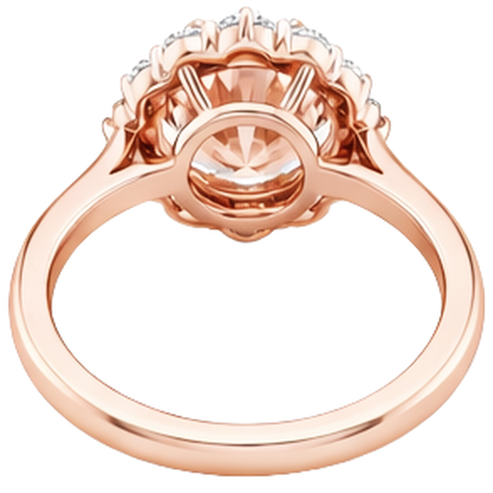 Anello in oro rosa 14 kt con Morganite e diamanti da 17.75 ct