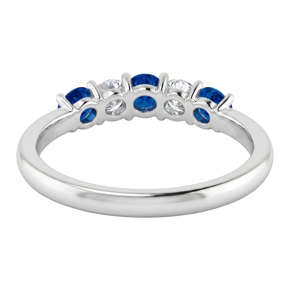 Anello in pietra di zaffiro blu con diamante rotondo 2 carati in oro bianco 14K