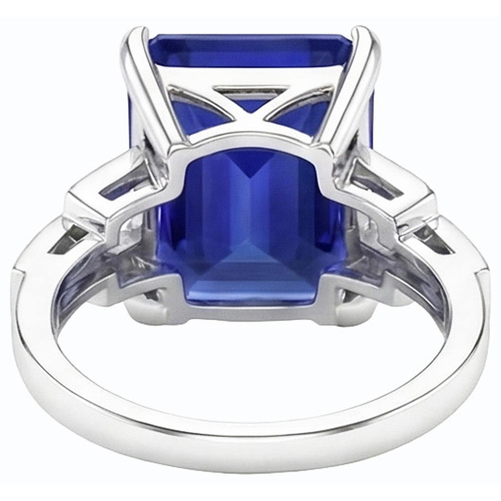 Anello in pietra preziosa con zaffiro di Ceylon Gioielli con smeraldo gambo diviso 4 carati
