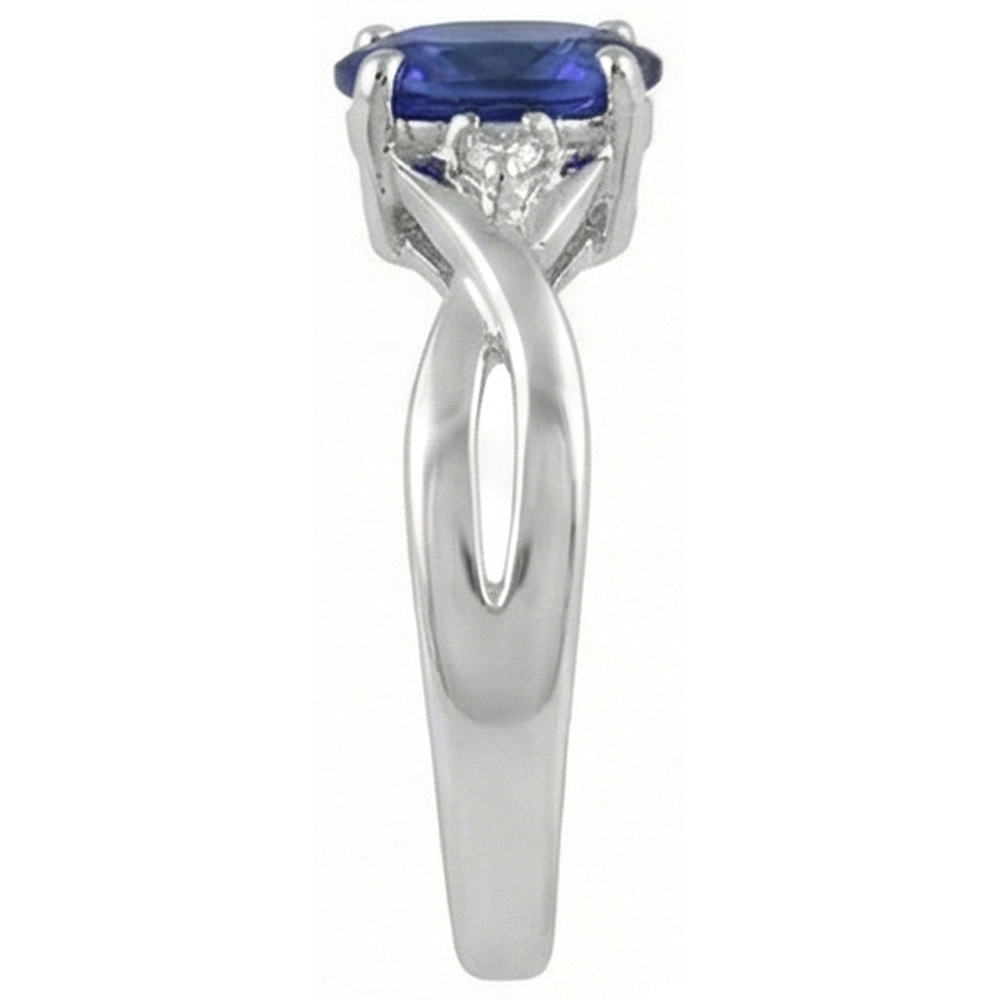 Anello in stile antico con tanzanite ovale e diamanti tondi da 1,60 carati e bianco 14K