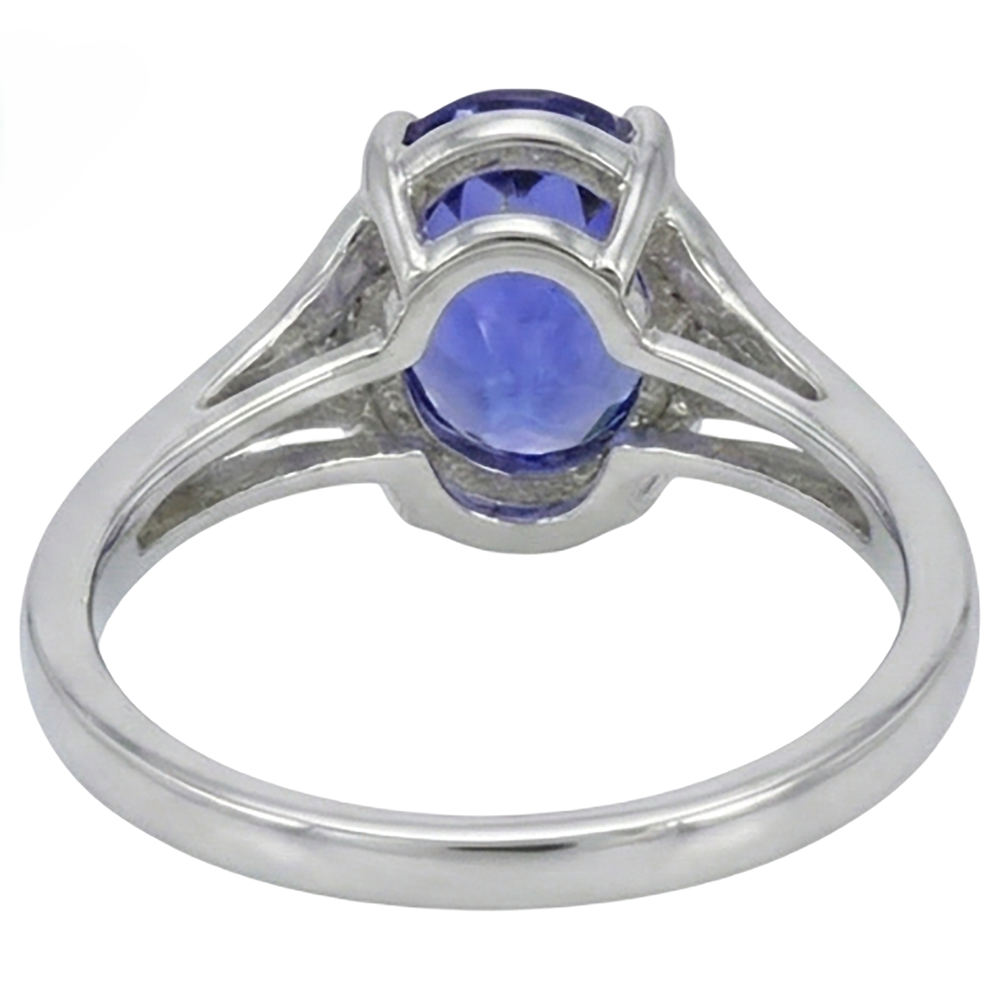 Anello in tanzanite a taglio ovale da 5,10 ct con gioielli in oro bianco 14K con diamanti