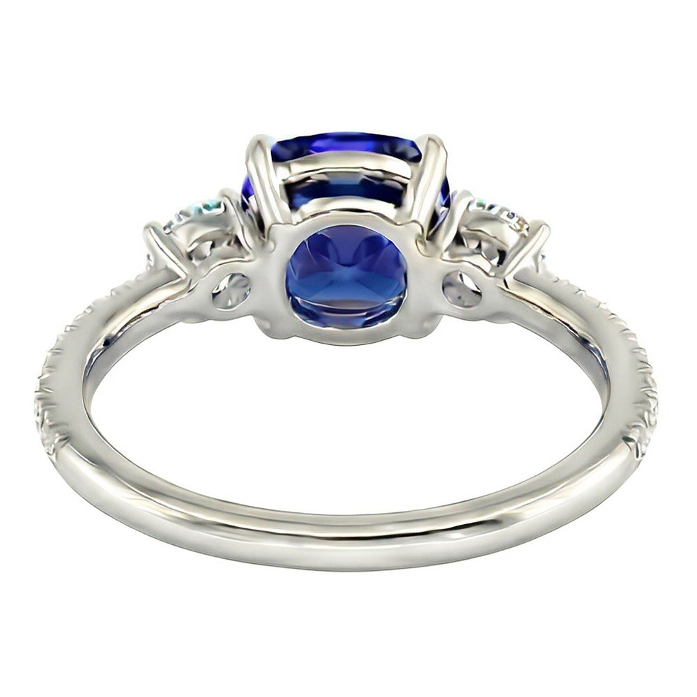 Anello in zaffiro con cuscino in pietra preziosa 3.50 carati 3 stile pietra