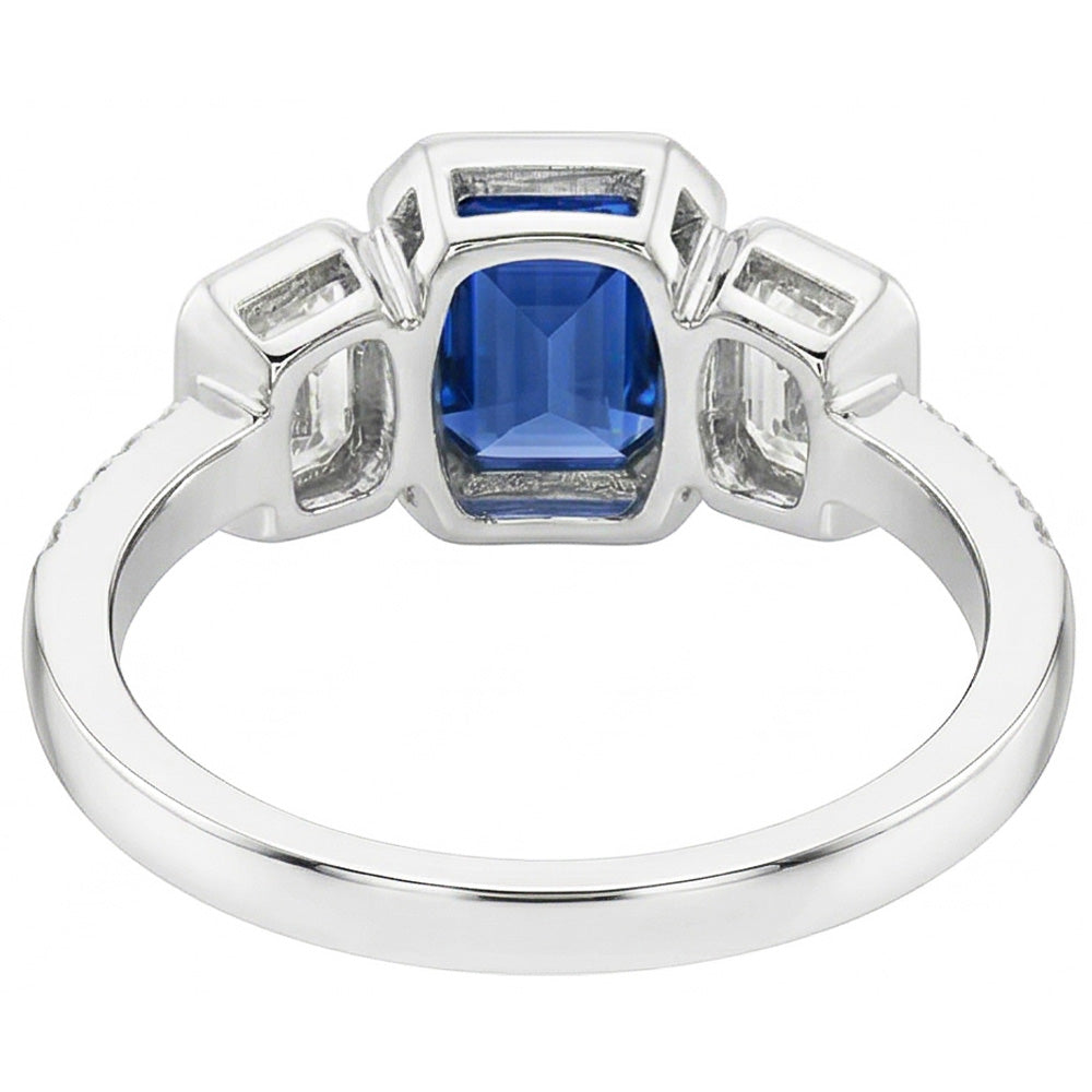 Anello incastonato di diamanti con smeraldo e zaffiro blu con 3 pietre in stile 2.50 carati