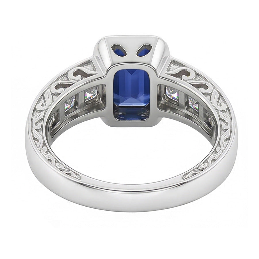 Anello principessa con diamanti. lingotto d'oro. 2.50 carati. smeraldo. zaffiro di Ceylon