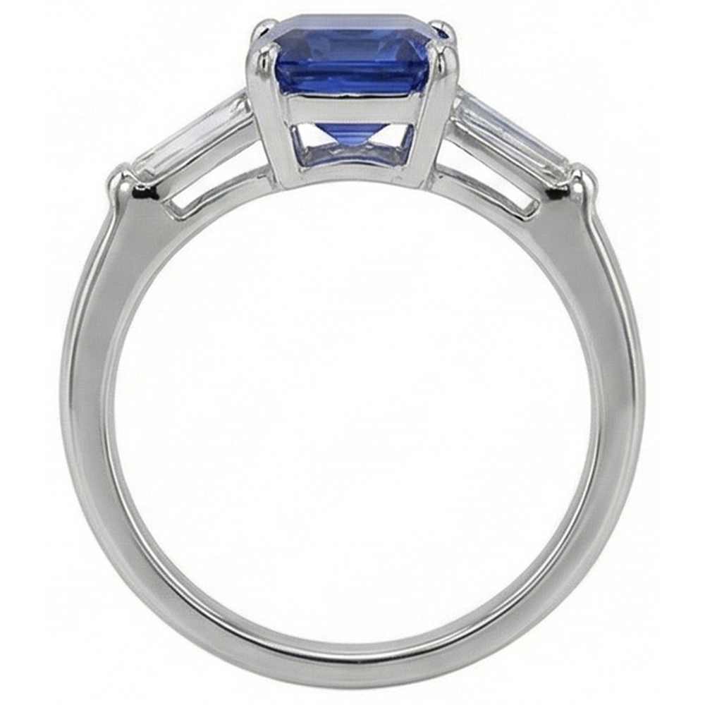 vero baguette diamante 2carati anello vista di profilo