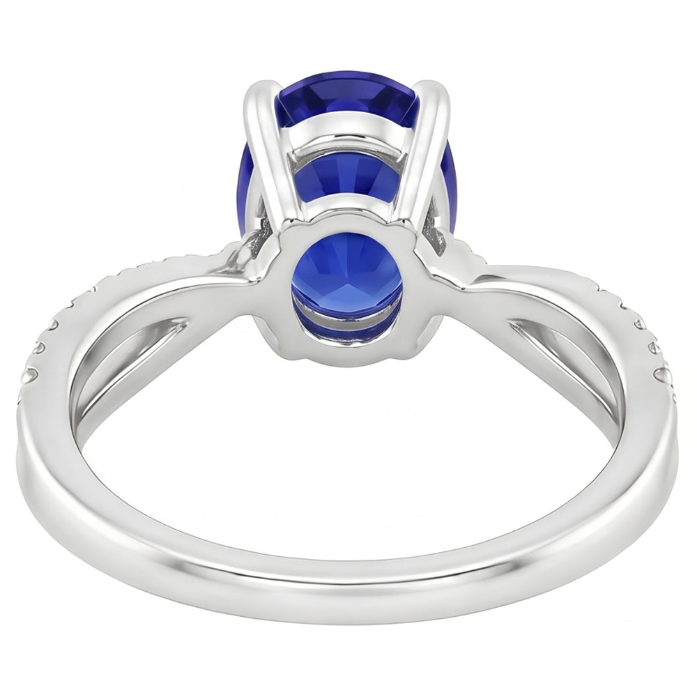 Anello solitario Anniversary con accenti di zaffiro blu da 3,50 carati