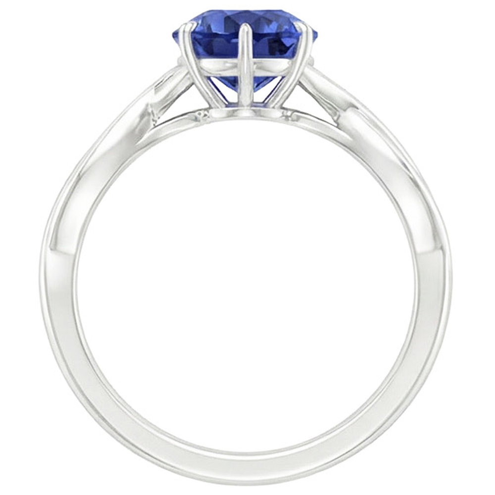 Anello solitario Infinity Style con zaffiro blu pera da 2,50 carati in oro bianco 14 carati