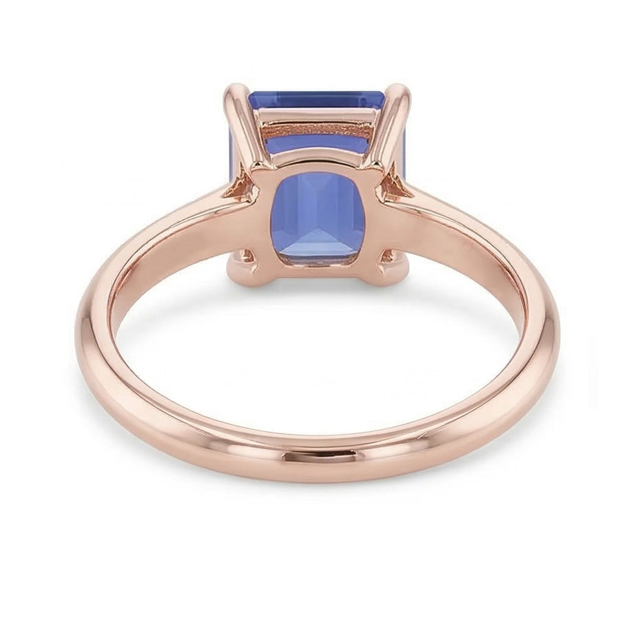 Anello solitario classico da 1.50 carati in oro rosa con zaffiro blu smeraldo 14K