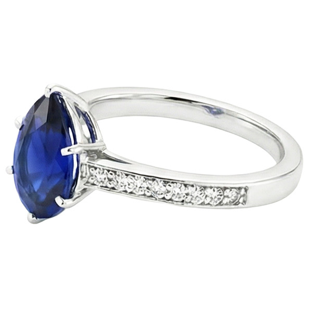 Anello solitario con accenti di zaffiro blu da 3,50 carati Incastonatura del canale