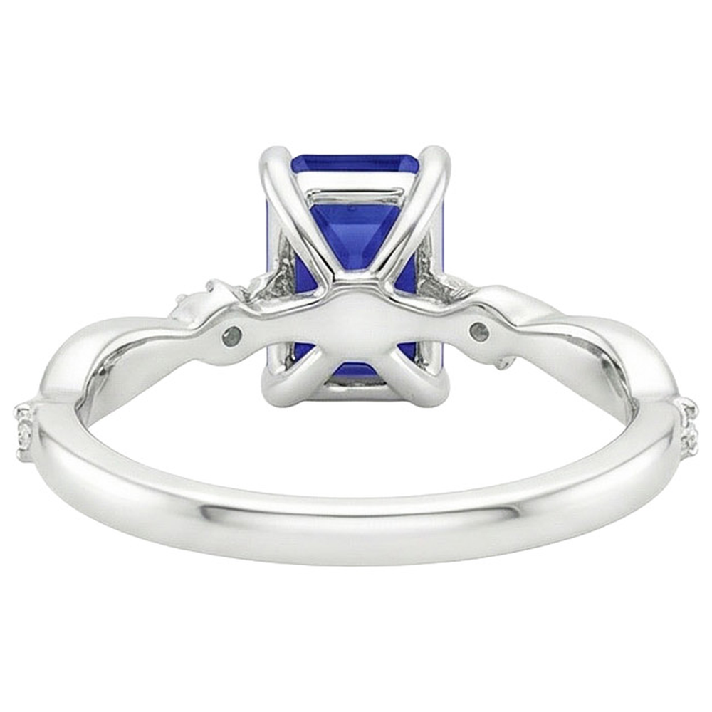 Anello solitario con accenti di zaffiro blu da 3,50 carati e diamante