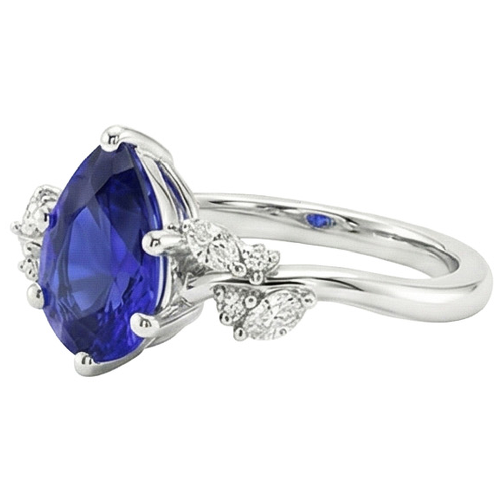 vero pear diamante 3.50carati anello su bianco