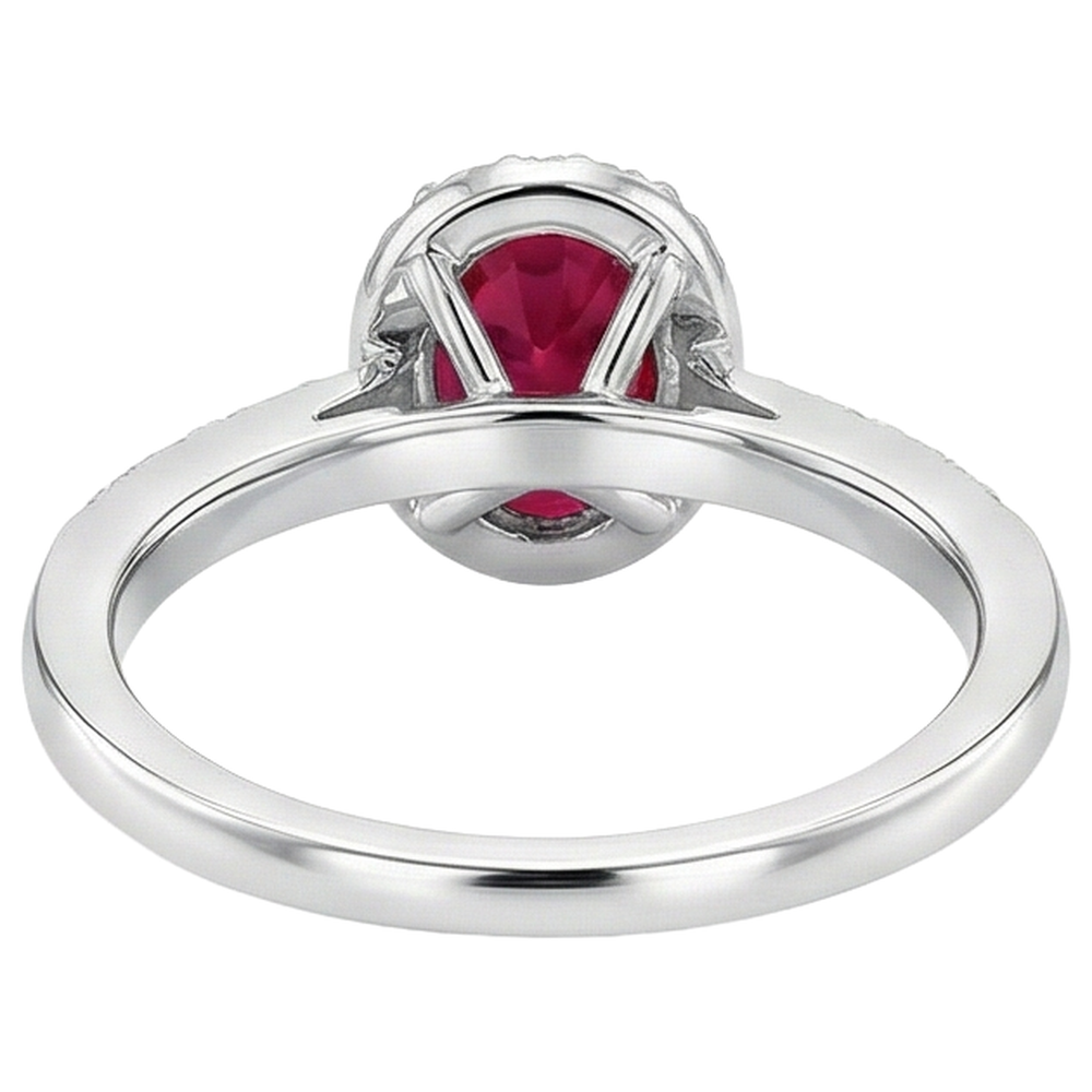 Anello solitario con accento 3.85 carati rubino e diamanti 14K WG