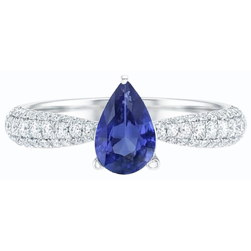 vero pear diamante 2.50carati anello su bianco