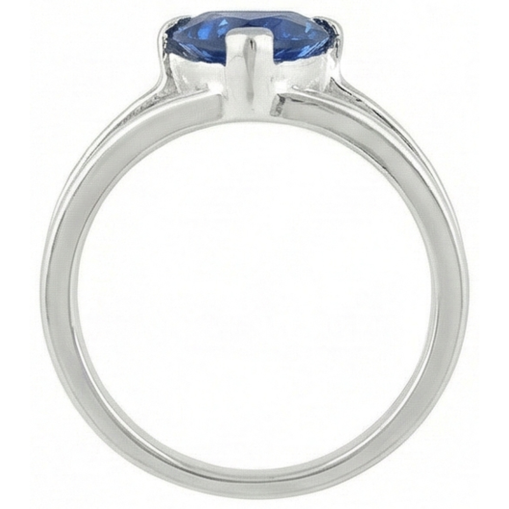 Anello solitario con gambo diviso 1 trilione di zaffiro dello Sri Lanka da 1 carato e oro bianco 14K