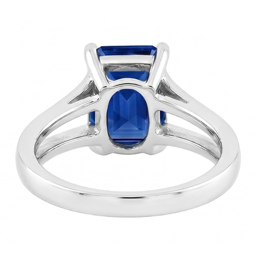 Anello solitario con pietre preziose di zaffiro blu radioso da 1,50 carati con stelo spezzato