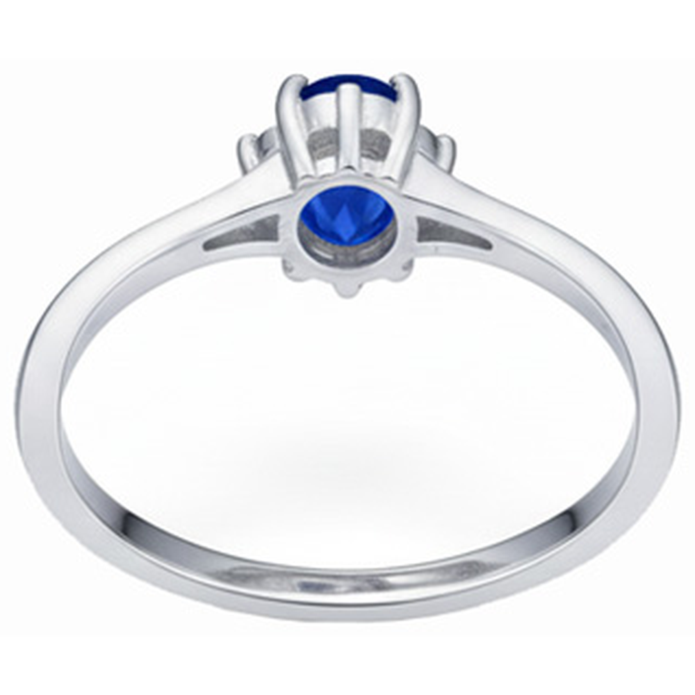 Anello solitario con zaffiro dello Sri Lanka da 1,90 carati e diamanti in oro bianco 14K