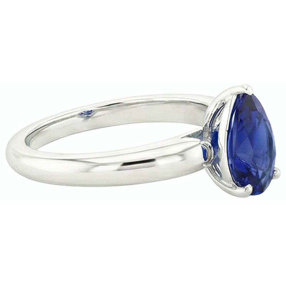 Anello solitario con zaffiro dello Srilankan di pera da 2,50 carati in oro bianco 14K