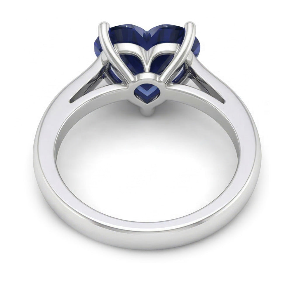Anello solitario con zaffiro di Ceylon da 2,50 carati in oro bianco 14K