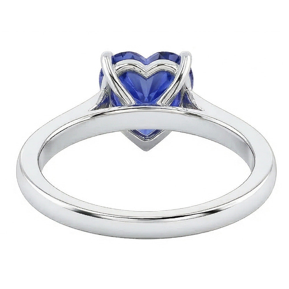 Anello solitario da 2 carati con polo a cuore incastonato in oro zaffiro azzurro 14K