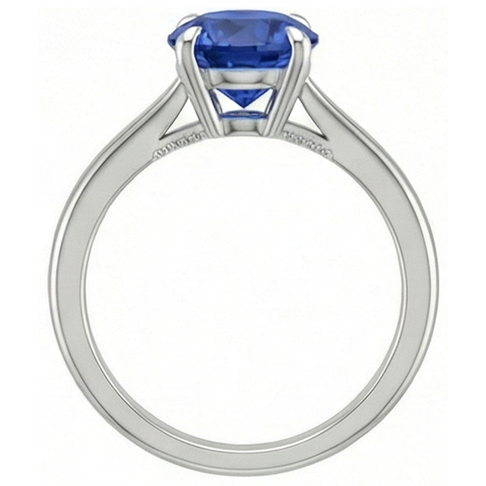 Anello solitario da donna. autentico zaffiro blu. 2 carati. set di griffe con artiglio