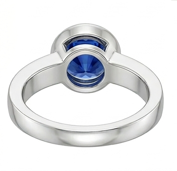 Anello solitario da uomo con castone rotondo zaffiro blu 2 carati gambo spesso