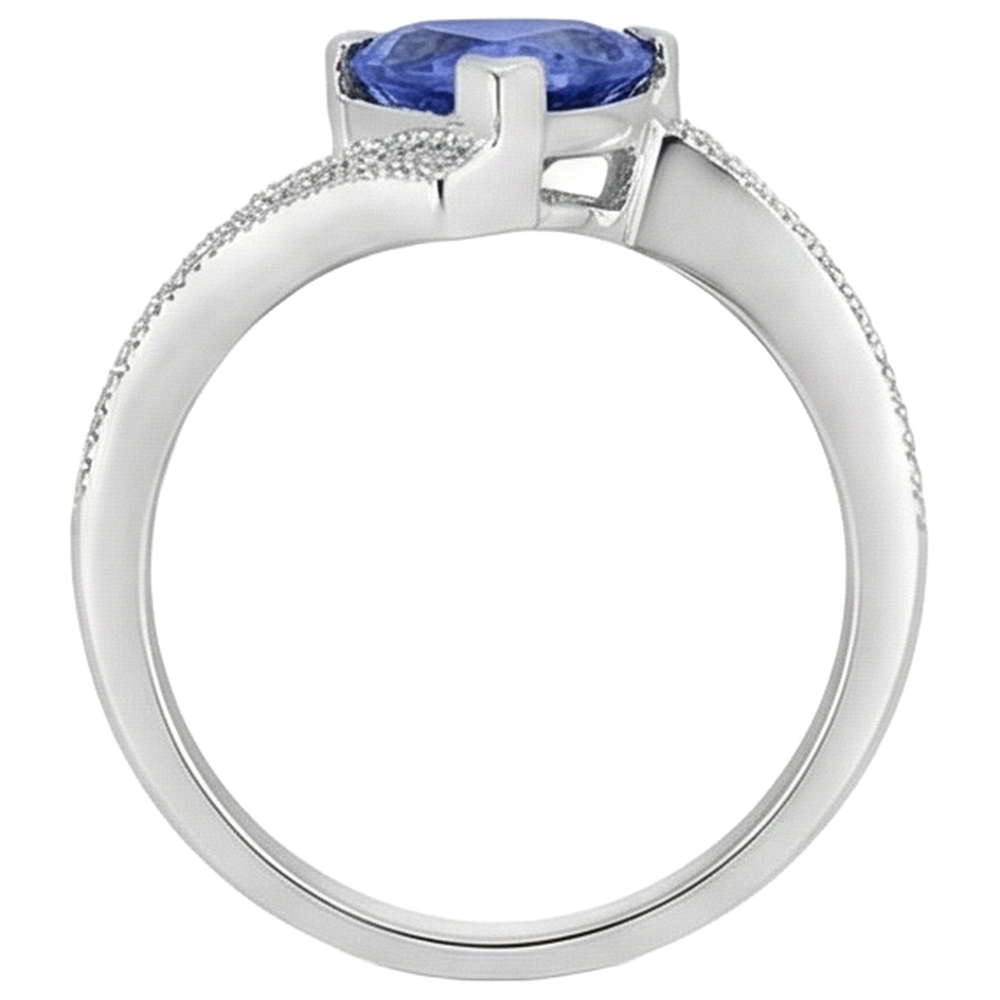 Anello solitario in oro 14 kt con tanzanite con accento da 7.25 ct