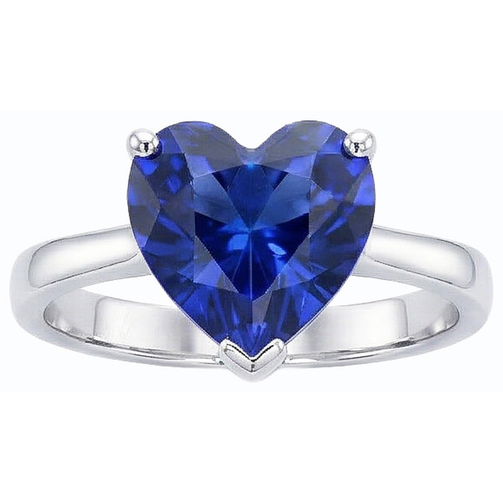 Anello solitario in oro a cuore con zaffiro blu intenso Set 2.50 carati