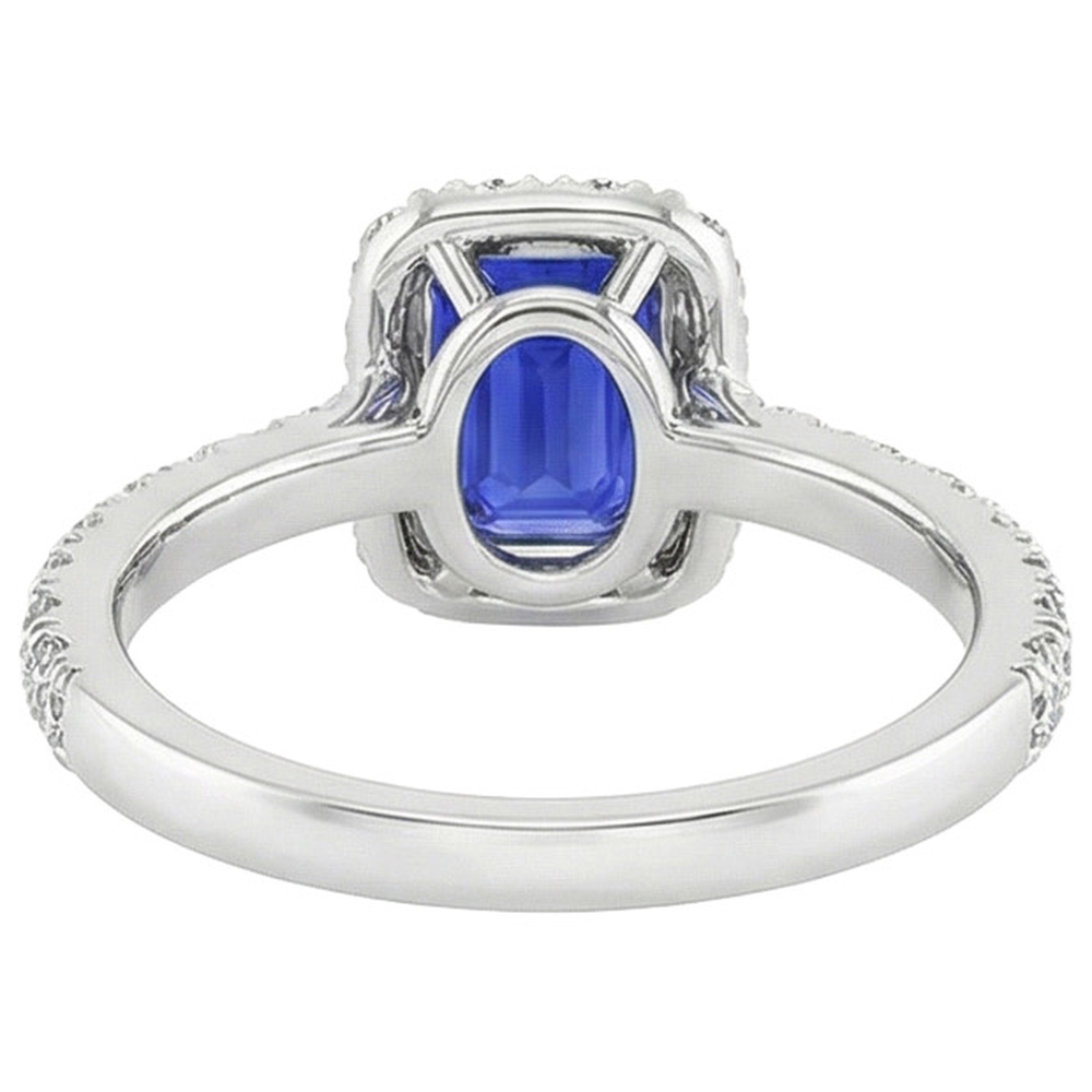 Anello solitario in oro bianco con accenti Zaffiro blu e diamante 5 Carati