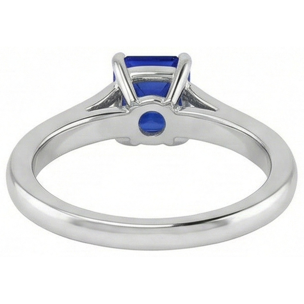 Anello solitario pietra preziosa 1.50 carati gambo affusolato zaffiro blu smeraldo