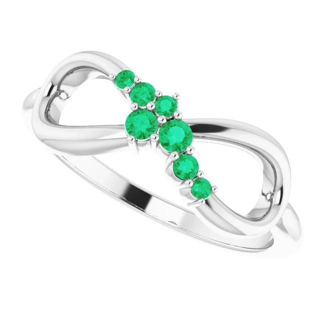 Anello verde smeraldo stile infinito 1 carato oro bianco 14 carati - harrychadent.it