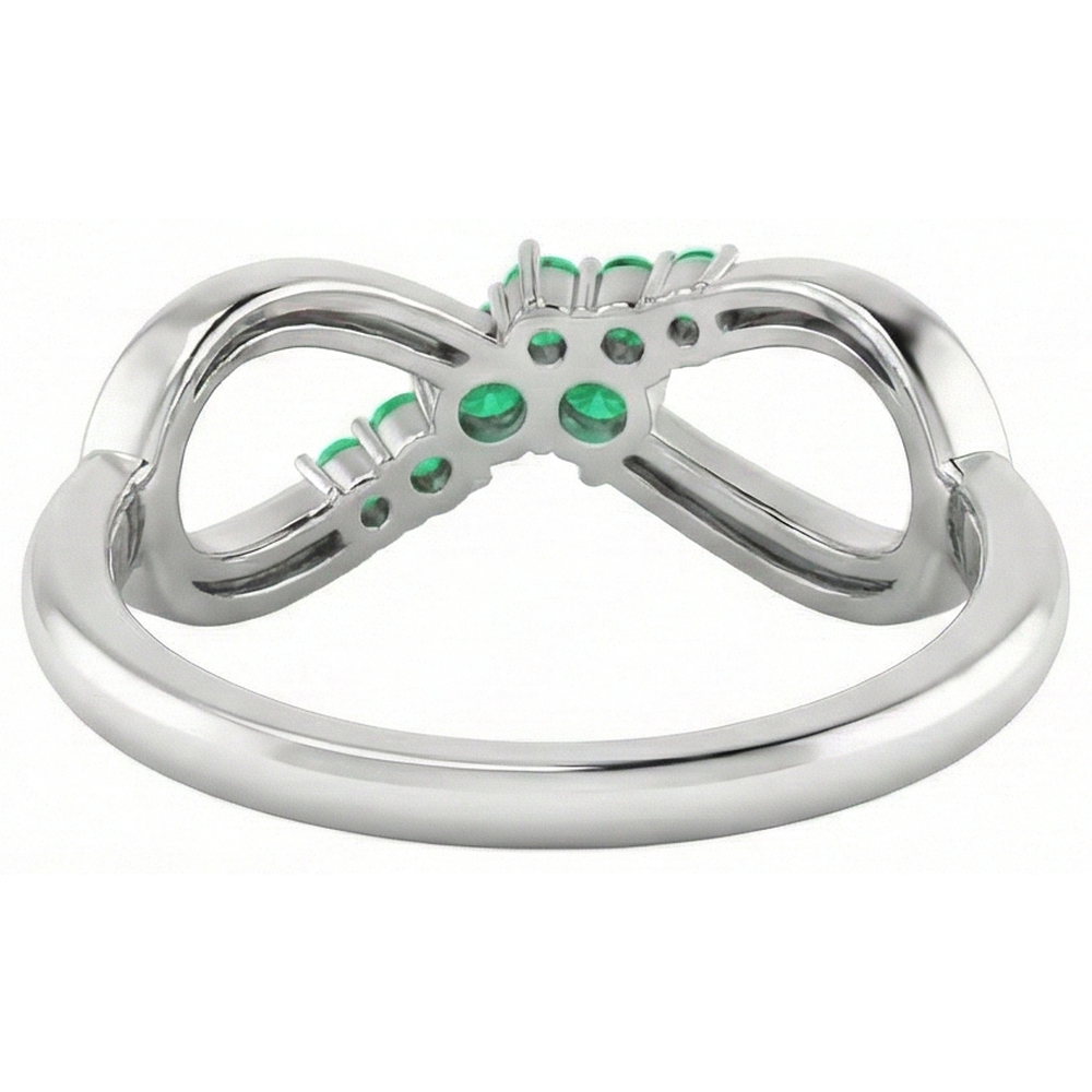 Anello verde smeraldo stile infinito 1 carato oro bianco 14K