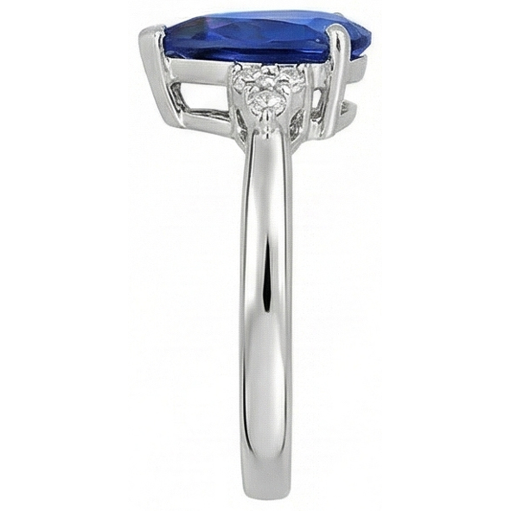 Anello zaffiro blu intenso con pera e diamanti 2.50 carati
