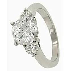 Anello Anniversario 3 Pietre Con Vero Diamanti 2,30 Ct. Oro Bianco 14K