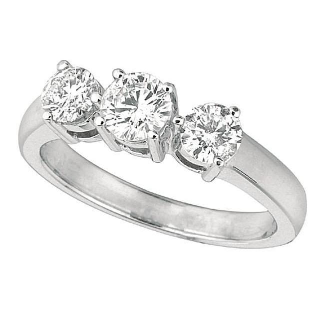 Anello Anniversario Con Tre Pietre Di Vero Diamanti Rotondi Da 1.50 Carati Oro Bianco 14K