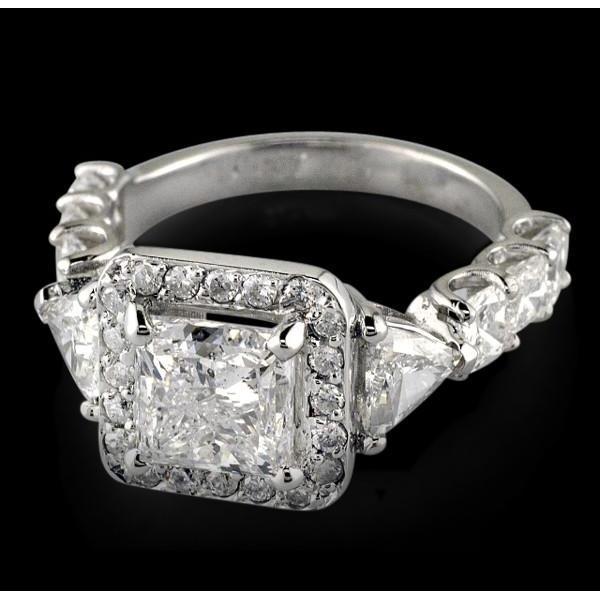 Anello Anniversario Con Vero Diamante Principessa Da 2.50 Carati Oro Bianco 14K
