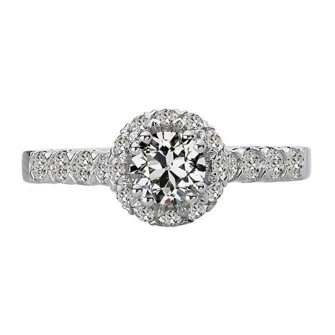 Anello Anniversario Halo Il Giro & Pera Naturale Diamante Vecchio Taglio Oro 6 Carati