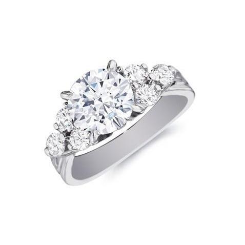 Anello Anniversario Naturale Diamante Rotondo 2.60 Carati Oro Bianco 14K Donne