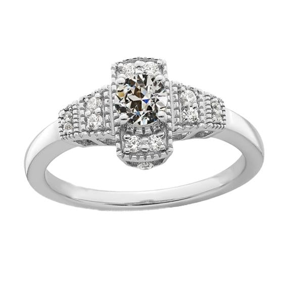 Anello Anniversario Naturale Diamante Vecchio Minatore Rotondo Oro Bianco 2,25 Carati