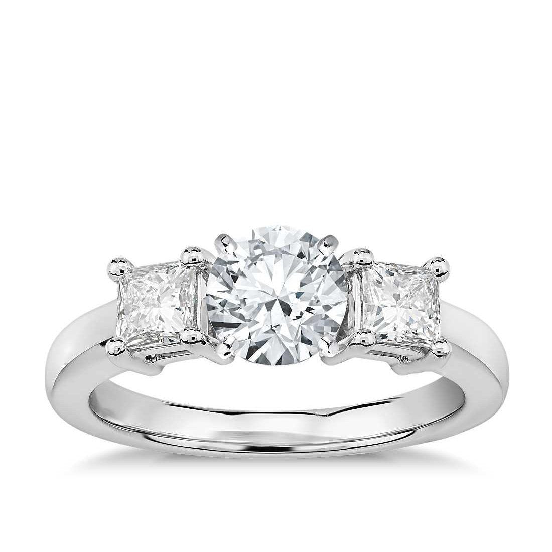 Anello Anniversario Tre Pietre Vero Diamanti 3.75 Ct Oro Bianco 14K