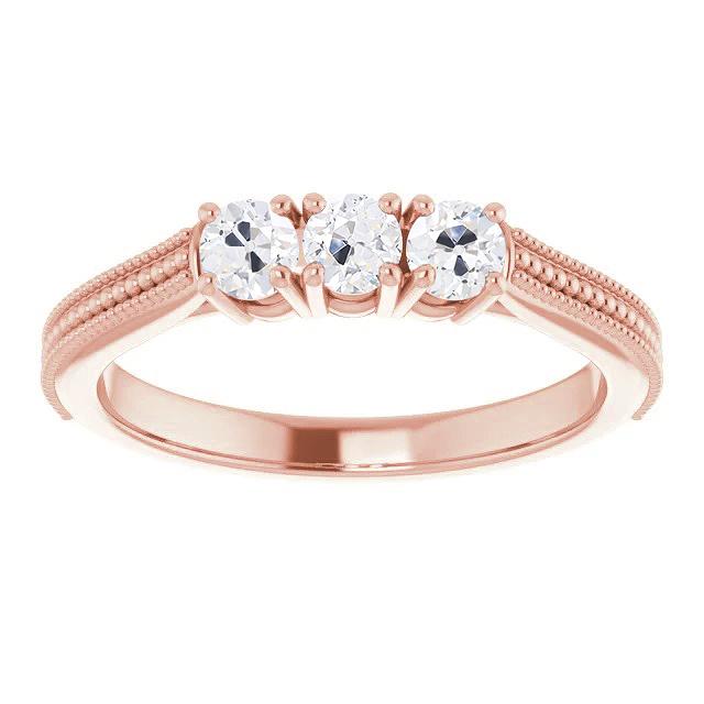 Anello Anniversario Vecchio Minatore Genuino Diamante Perline Stile 2,25 Carati Milgrain