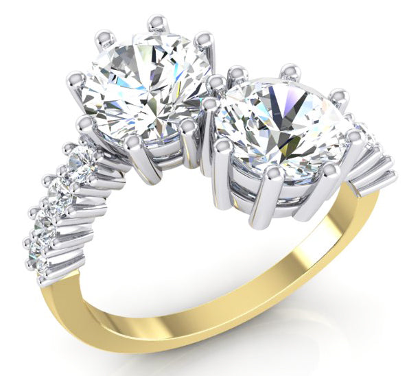 Anello Con Due Diamanti Taglio Brillante Da 3,30 Ct In Oro Bianco 14 Carati