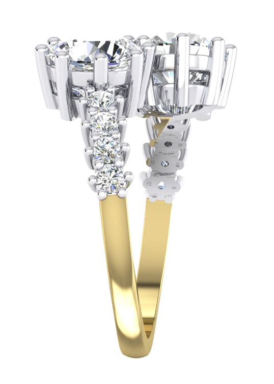 Anello Con Due Diamanti Taglio Brillante Da 3,30 Ct In Oro Bianco 14 Carati