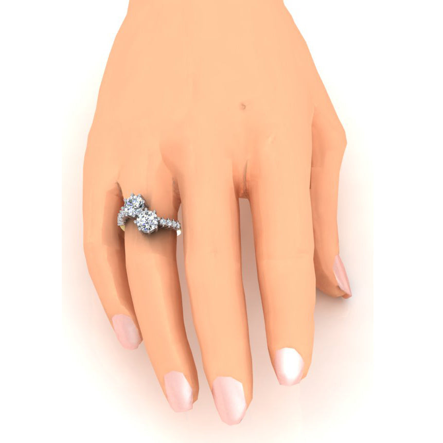 Anello Con Due Diamanti Taglio Brillante Da 3,30 Ct In Oro Bianco 14 Carati